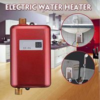 3800W Electric Water Heater Instant Tankless Water Heater 110V/220V 3.8KW Temperature display Heating Shower Universal,Red,EUPlug