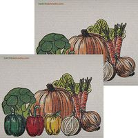 Fresh Vegetables Set of 2 Each Swedish Dishcloths | ECO Friendly Absorbent Cleaning Cloth | Reusable Cleaning Wipes