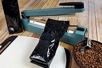 1 lb Foil Coffee Bag – 5 mil Mylar 16 oz Black Gloss Gusseted Stand up Pouch with Degassing Valve - 13"x3.4"x2.5" (600)