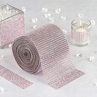 Tableclothsfactory Diamond MESH WRAP Rhinestone Ribbon Roll 4.5x10 Yards/roll Pink