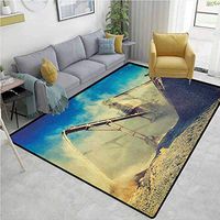 YucouHome Industrial Paisley Area Rug Non Slip, Rock Stone Crushing Machine Open Pit Mining Quarry Sand Dust Photo, Durable Rugs - Living, Dinning, Office, Rooms & Bedrrom, Hallway Carpet(2'x 3')