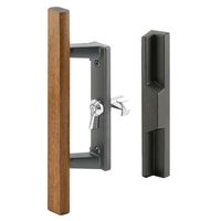 Prime-Line Products C 1259 Sliding Glass Door Handle Set, 3-15/16 in., Diecast & Wood, Black,  Hook Style, Internal Lock
