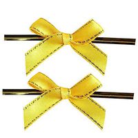 LEFV Twist Tie Bows, 250pcs Ribbon Bowknot for Bakery Cookies Candies Dessert Popcorn Wedding Party Favors Cello Bag Wraping, Yellow