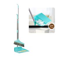 Upright Sweep Set, Material Home Casual Environmental Recycle Broom and Dustpan Set, Side Pour The Garbage for Kitchen Garden Home Office (Blue)