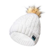Happy-top Wireless Music Beanie Hat with Bluetooth Headphone Headset Speaker Mic Hands Free Winter Soft Warm Knit Hat Washable Unisex Running Cap for Men Women Girls Outdoor Sport (23A White)