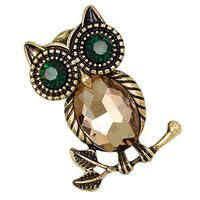 Rhinestone Glass Owl Bird Branch Brooch Pin Suits Dress Banquet Brooch Popular Aesthetic Beauty Party Girls Jewerly Accesories Creative | Color - Transparent