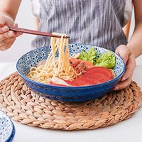 ZSQAI Ceramic Tableware Family Kitchen Breakfast Large-capacity Ramen Bowl