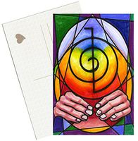 Reiki Choku Rei Symbol with Massage Hands 4"x6" Set of 6 Linen Postcards