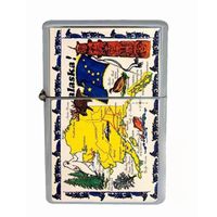 Alaska Map and Facts, GREAT Wind Proof Dual Torch Refillable Lighter D-504