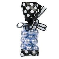 2-5/8" x 1-7/8" x 10-3/4" Black w/White Polka Dots Printed Cello Gusset Bags, 1.6 Mil (100 Pieces) - CB-G2BW
