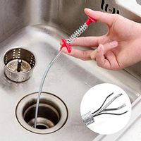 Sink Drain Dredge Pipeline Stick Hook Chain Kitchen Bathroom Hair Cleaning Tool for Kitchen Toilet - Random Color