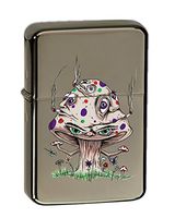 Hat Shark High Mushroom Funny Shroom Smoking Joint Vector KGM Thunderbird Vintage Lighter - Sparkle Black Finish