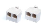 THE CIMPLE CO - Duplex Jack Phone Wall Adapter - 2-Way Phone Splitter (Line 1&2, Line 1&2) - Wall Jack Phone RJ11 Adapter - 4 Conductor Connector (2 Phone Lines) - White, 2 Pack