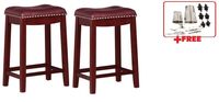 Angel Line Cambridge Padded Saddle Stool with Cushion, 24" Set of 2, Cherry/Dark Red + Freebies