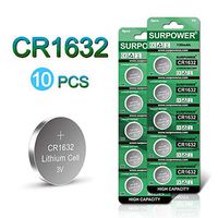 【5-Year Warranty】SURPOWER CR1632 3V Lithium Battery for Vivofit Jr Replacement CR 1632 Batteries -10 Pack