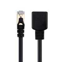 VANDESAIL 3ft Ethernet Extension Cable, CAT7 RJ45 Male to Female Shielded LAN Network Cable Gold Plated Lead Black Round (3ft/1m, Extension Cable)