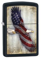 Zippo Lighter: American Flag, Bald Eagle - Black Matte 79110