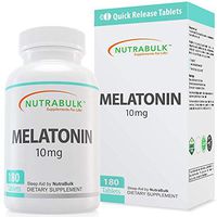 NutraBulk Melatonin 10 mg Tablets – Quick Release Natural Nighttime Sleep Aid for Adults. (180 Count)