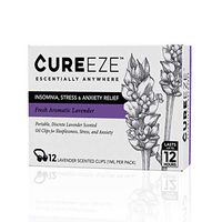 Portable Anxiety, Insomnia and Stress Relief - 12 Pack Lavender Scented Essential Oil Nose Clips - All Natural Aromatherapy Remedy for Concentration and Irritability - CUREeze (1 Pack of 12 Clips)