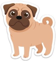 Pug Sticker Decal Cute Dog for Laptop Waterbottle Size: 3.64" x 4"