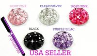 Set of 5 Rhinestone Bling Crystal Home Buttons BLACK PINK ROSE PURPLE SILVER Plus Free Stylus 4" Pen Fits Apple Iphone 3g 3gs 4/4s 5 Ipad Mini,ipod 4g Usa Seller (Purple)