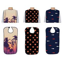 FUSHIDA 3 Pack Adult Bibs,Reusable Mealtime Clothing Protector with Waterproof PVC Layer, Adjustable Strap Clothing Crumb Catcher, Machine Washable Bib for Elderly Men and Women Eating on Table,FYH927