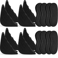 4 Pairs Shoe Filler and 4 Pairs Heel Grip Liner Insert, Adjustable Shoe Filler Soft Sponge Big Toe Plug Foot Brace Pads for Men Women Pumps Flats Sneakers (Black)