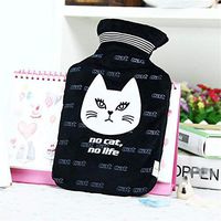 SUWIN Fashion Cartoon Mini Triangle Cat Plush Hot Water Bottle, Explosion-Proof Rubber Liner, Winter Water Injection Hand Warmer