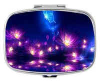 TuMeimei Rectangle Pill Case - Fluorescent Pond and Beautiful Butterfly Custom Fashion Style Pill Box - 2 Compartments Pill Box/Pill case
