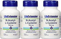 Life Extension N-Acetyl Cysteine 600 Milligrams, 60 Vegetarian Capsules (3 Pack)