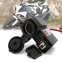 Misszhang-US Motorcycle Cigarette Lighter Socket Splitter Power Adapter Dual USB Charger