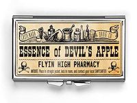 Euger Vintage Lable Stainless Steel Pill Box Compact Rectangle 3 Day Pill Box Pill Case (Essence of Devil's Apple Pill Box)