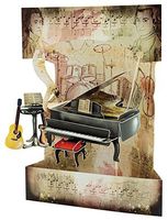 Santoro Swing Card 3D Pop Out, 6 x 8-Inches, Piano and Music