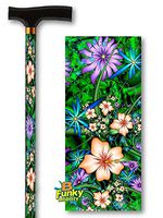 Adjustable Stylish T Handle Aluminum Walking Cane Self Adjusting Hibiscus Passion Floral