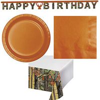 Olive Occasions Hunting Camouflage Happy Birthday Disposable Paper Party Supplies 48 Dinner Plates, 50 Lunch Napkins, Table Cover, Banner, Recipe by Grandma Olive