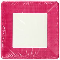 Creative Converting 7" Square Paper Luncheon Plates, Hot Magenta Border, 12-Count Packages (Pack of 6)