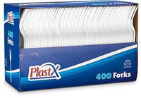 PlastX Cutlery 400 Count Disposable Plastic White Forks Great For Home, Office, Party, Concession Shop, or Restaurants, Kids, Outdoor Event Or Everyday Use (1 Box)