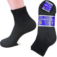 LM® Diabetic Socks Ankle Unisex 9-11, 10-13, 13-15 Black White 12 Pairs (10-13, Black)