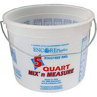 Encore Plastics 5166 Mix 'N Measure Ringfree Plastic Pail with Wire Handle, 5-Quart