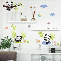Xisheep Switch Sticker, Removable Early Education Art Mural Panda Bamboo Garden Living Room Decor Wall Sticker Garden Decor Home Decorations, for Home DIY Multicolor