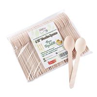 Gmark 100 ct Wooden Spoons, 6.5" Length, No Plastic Earth-Friendly, Disposable Biodegradable Wooden Cutlery, Green Product (Bag of 100pcs) GM1045