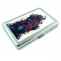 Raven Hair Dark Chaos Em1 Hip Silver Cigarette Case Id Holder Metal Wallet 4" X 2.75" RFID Protection