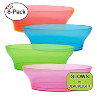 Tiger Chef Neon Assorted Party Plates, 8-Pack 10-ounce Hard Plastic Plates, Assorted Neon Colors Pink, Blue, Green and Orange