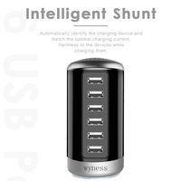 6 Ports Desktop Charging Station,USB Hub Wall Charger with QC 2.1,Compatible for Smart Phones, Tablets, and Other Electronics Black