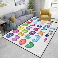 YucouHome Letters Southwest Area Rug for Living Room, Bubble Shaped 3D Style Alphabet Set Colorful Kids Children Design Comic Typeset, Fashionable High Class Living Dinning Room(6'x 9') Multicolor