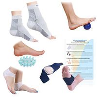 Plantar Fasciitis Foot/Ankle Compression Socks Sleeve (1 Pair), Silicone Heel Protector (1 Pair), Gel Arch Support (1 Pair), Foot Massager (1 Piece) & Spiky Foot Massage Ball (1 Piece) - (Pack of 8)