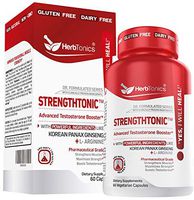 Strengthtonic Testosterone Booster for Men Plus Estrogen Blocker - Increase Muscle Size, Strength, Stamina with Korean Panax Ginseng & Tribulus Terrestris Extract Powder 60 Capsules