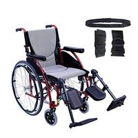 Karman S-Ergo 115 Ultra Lightweight Ergonomic Wheelchair | Seat Size 16" X 17" | Upgraded to Elevating Legrests | Quick Release Wheels in Red & Free Black Wheelchair Seatbelt!