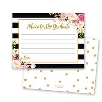 48 cnt Blush Pink Floral Graduation Advice Cards (Black)