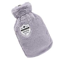 Gosear Hot Water Bottle, Hot Water Bag Portable Classic Rubber Water Injection Hot Water Bottle with Warm Fluffy Plush Cover for Winter Hand Warmer Pain Relief